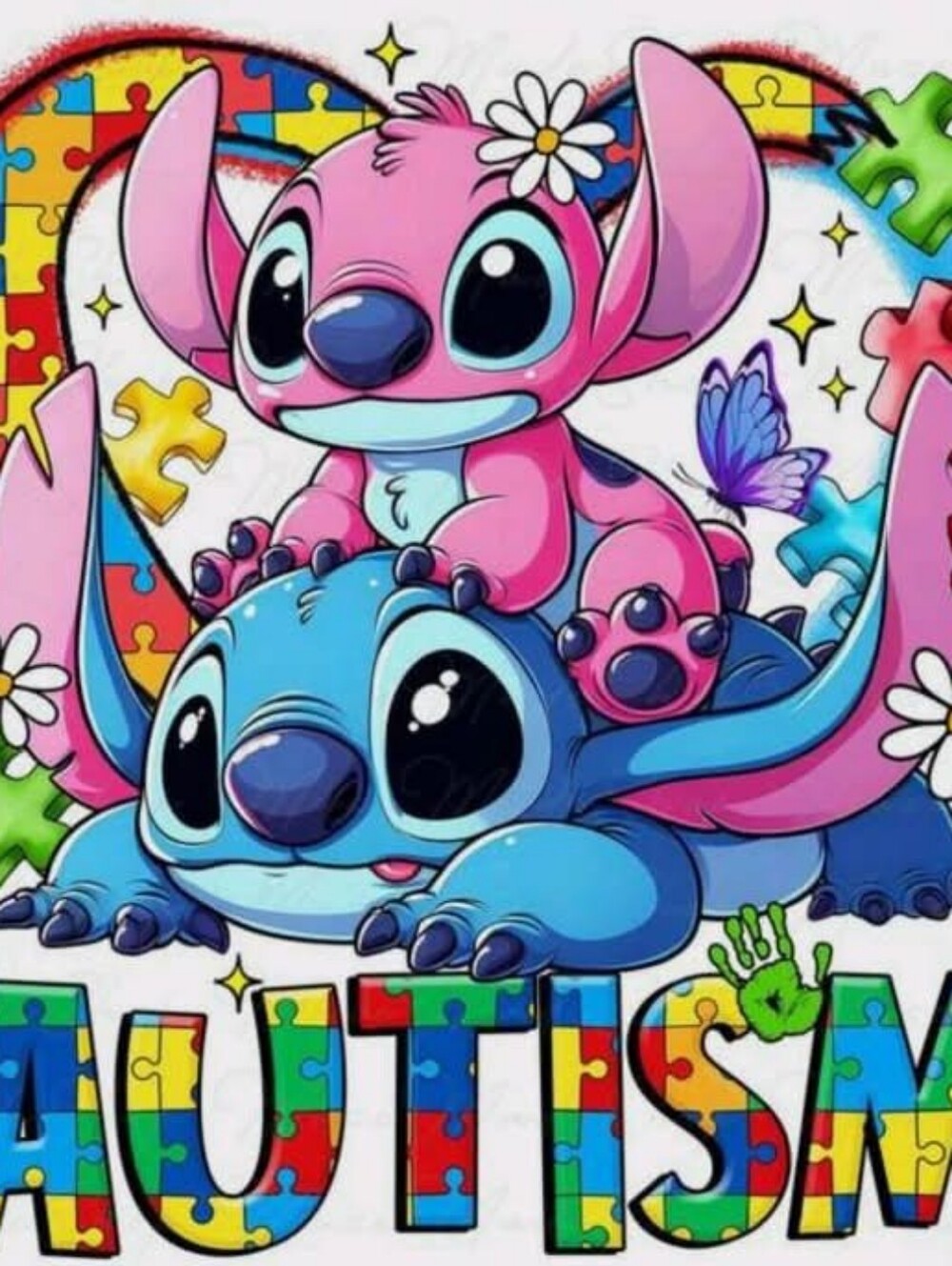 Autism Stitch Angel DIY 5D Full Round Drill Diamond Painting